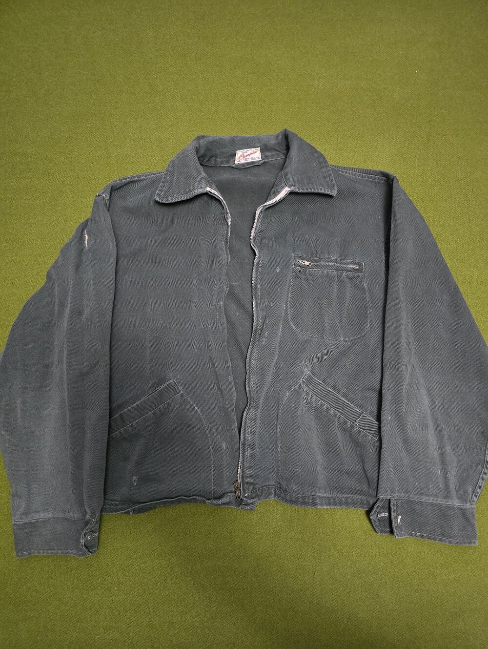 60's Champion Men's Charcoal Gray Lightweight Zip Shirt Jacket